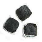 22mm Silver Leafed Black Drusy Square Corner Connector 1 bead - The Bead Traders
