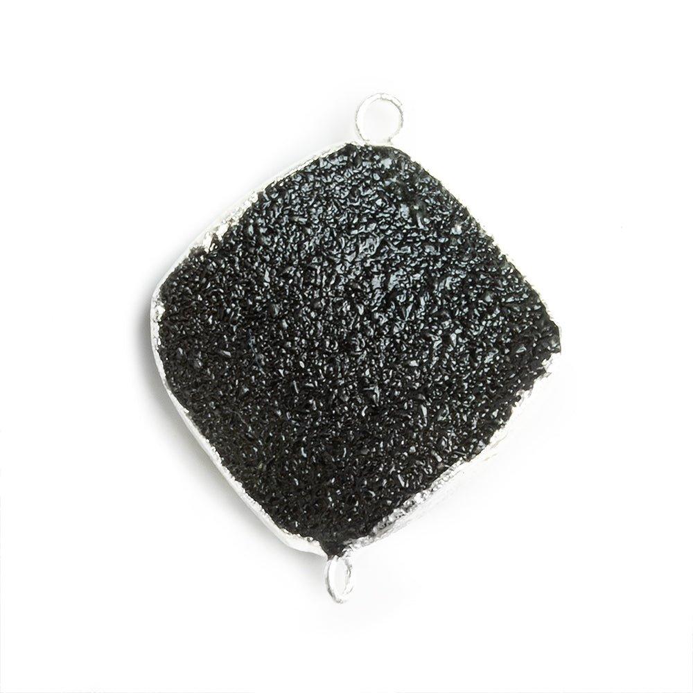22mm Silver Leafed Black Drusy Square Corner Connector 1 bead - The Bead Traders