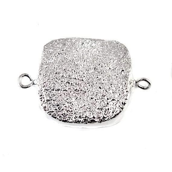 22mm Silver Leafed Drusy Square Connector Focal Bead - The Bead Traders