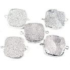 22mm Silver Leafed Drusy Square Connector Focal Bead - The Bead Traders