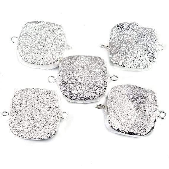22mm Silver Leafed Drusy Square Connector Focal Bead - The Bead Traders