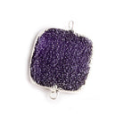 22mm Silver Leafed Grape Purple Drusy Square Connector Focal 1 bead - The Bead Traders