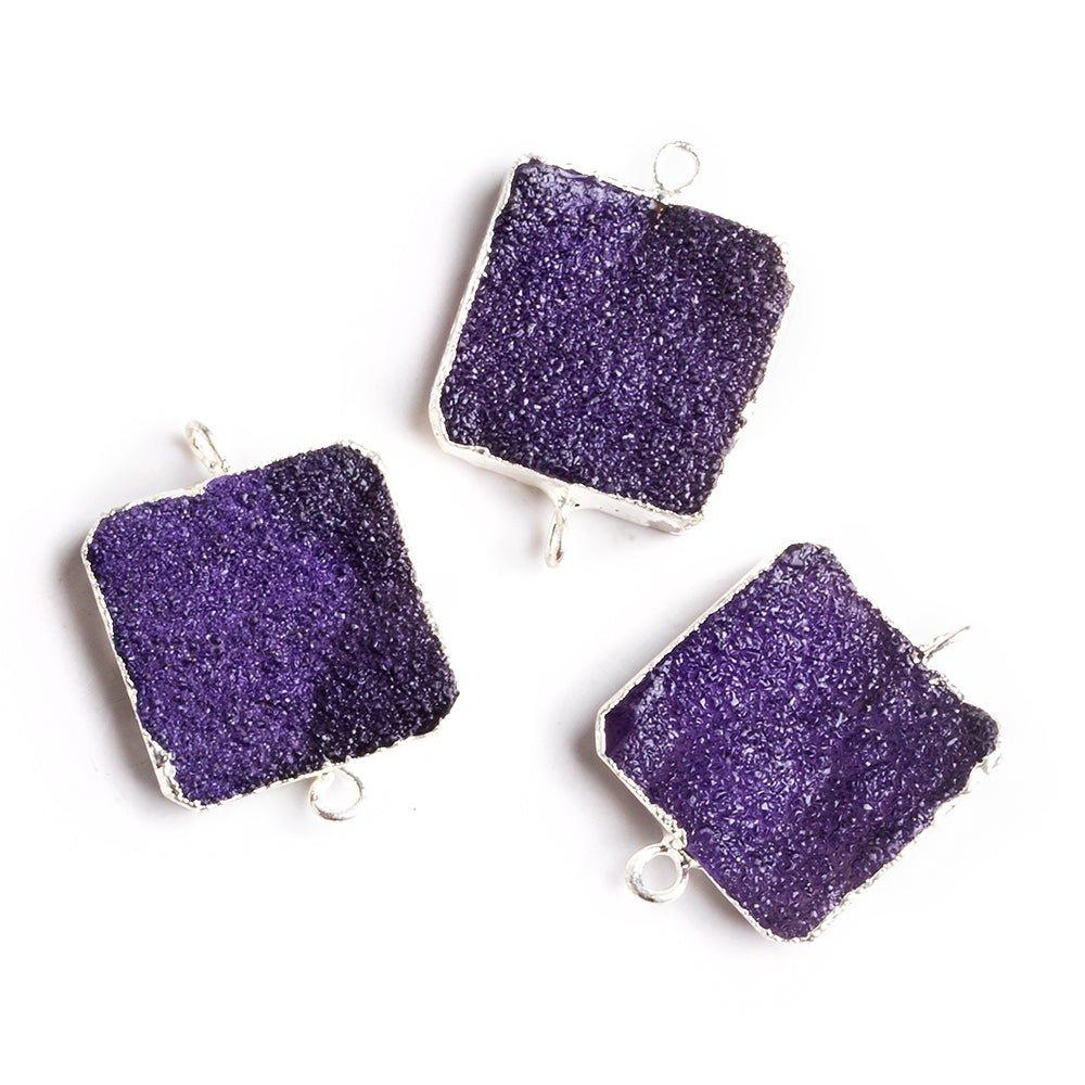 22mm Silver Leafed Leaf Green Drusy Square Corner Connector 1 bead - The Bead Traders