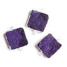 22mm Silver Leafed Leaf Green Drusy Square Corner Connector 1 bead - The Bead Traders