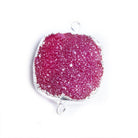 22mm Silver Leafed Pink Drusy Square Connector Focal 1 bead - The Bead Traders