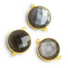 22mm Vermeil Bezeled Brown Grey Moonstone Coin Connector 1 piece - The Bead Traders