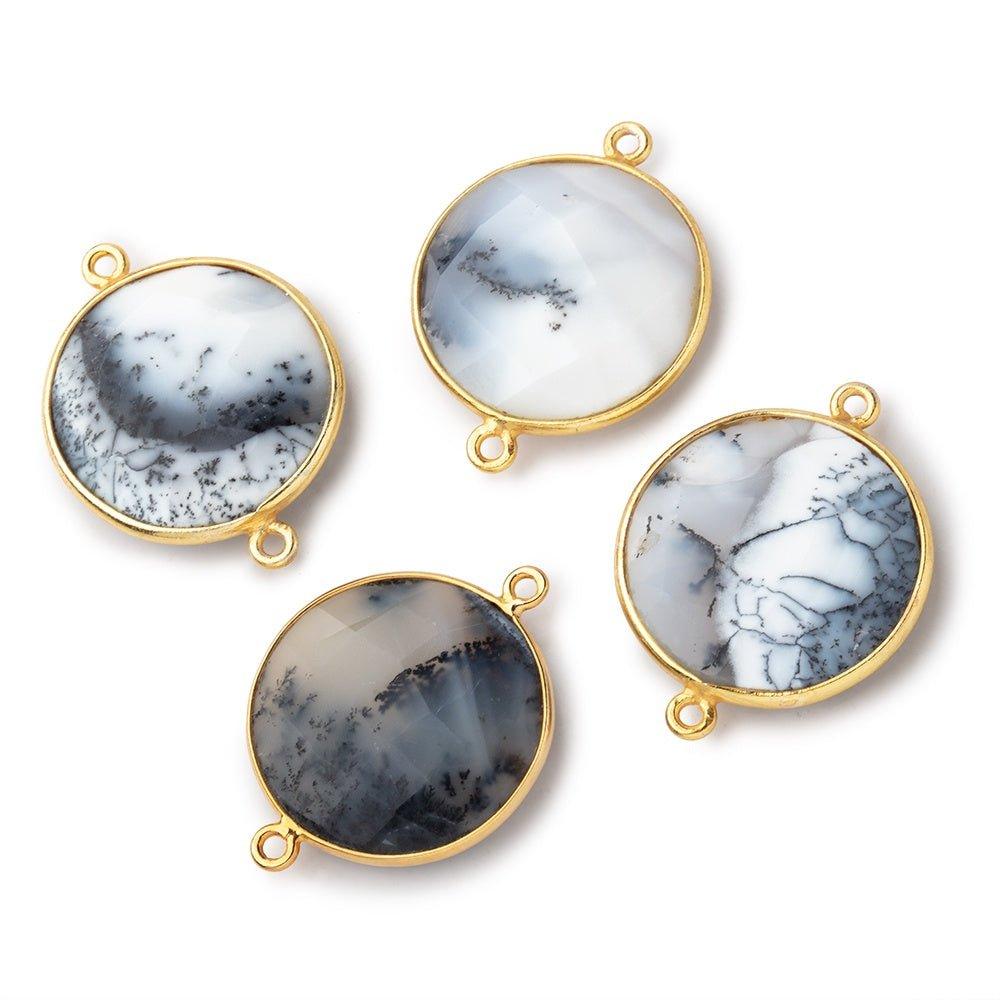 22mm Vermeil Bezeled Dendritic Opal Coin Connector 1 piece - The Bead Traders