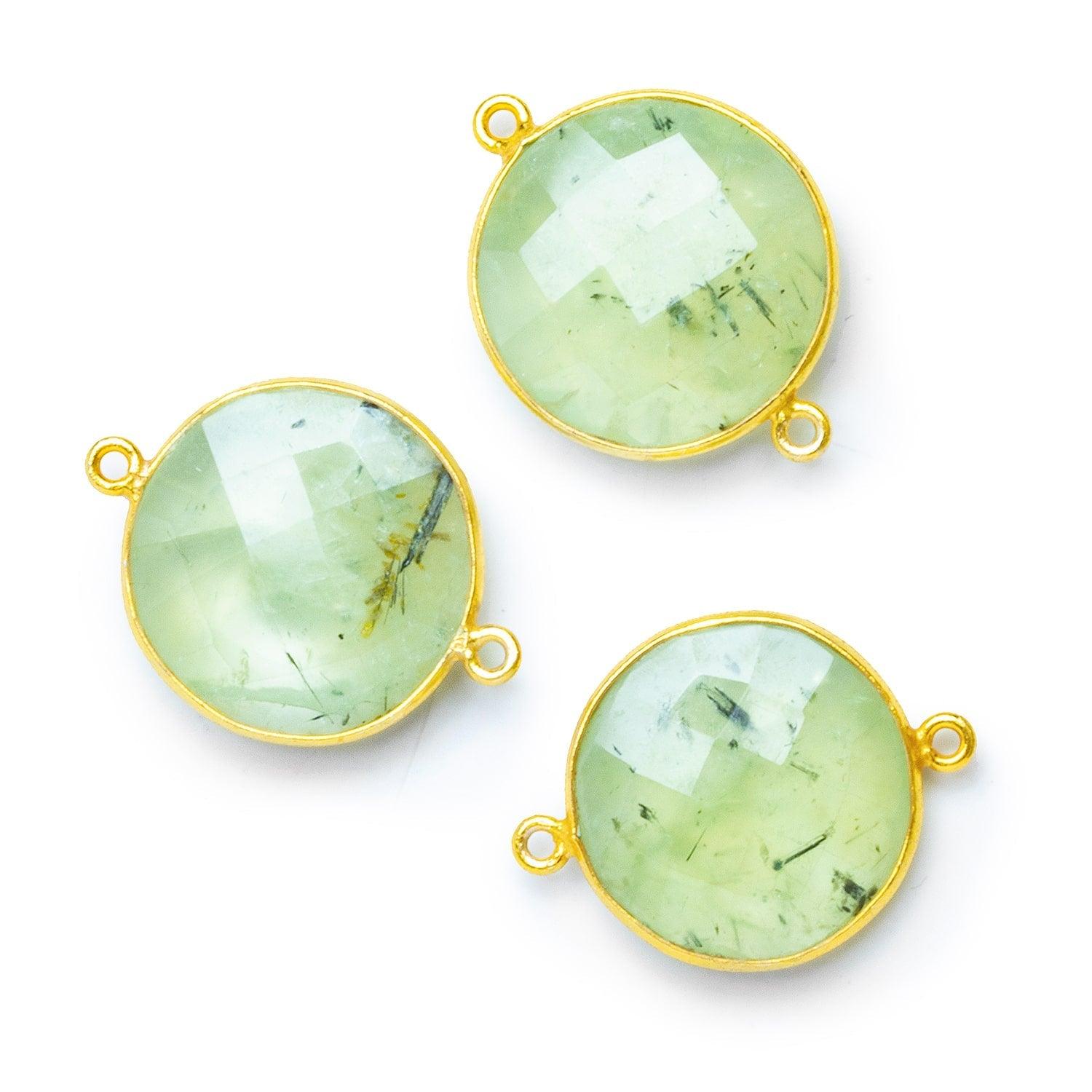 22mm Vermeil Bezeled Prehnite Coin Connector 1 piece - The Bead Traders