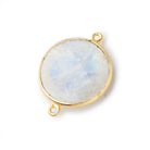 22mm Vermeil Bezeled Rainbow Moonstone Coin Focal Bead Connector 1 pc - The Bead Traders