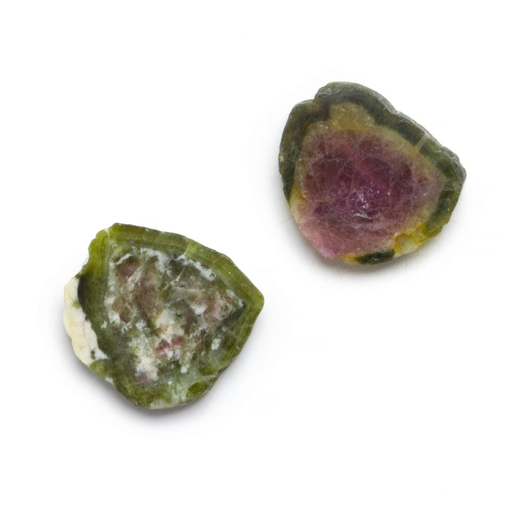 22mm Watermelon Tourmaline Slice Beads - Set of 2 - The Bead Traders