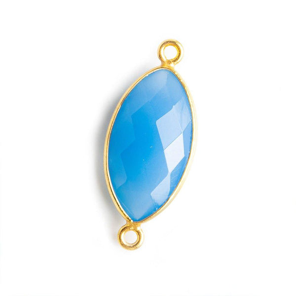 19x10mm Vermeil Bezel Santorini Blue Chalcedony Marquise Connector