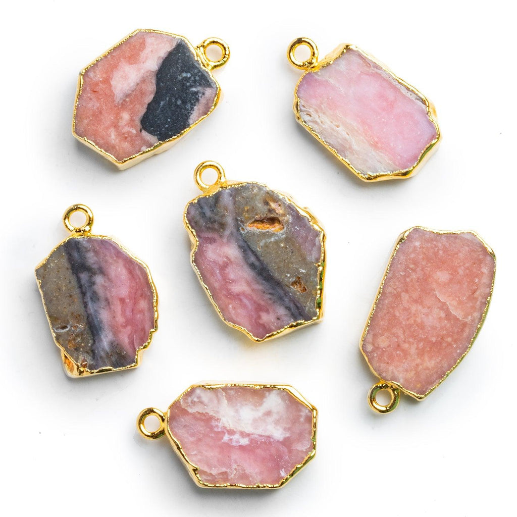 22x14mm Gold Leafed Pink Peruvian Opal Slice Pendant - The Bead Traders