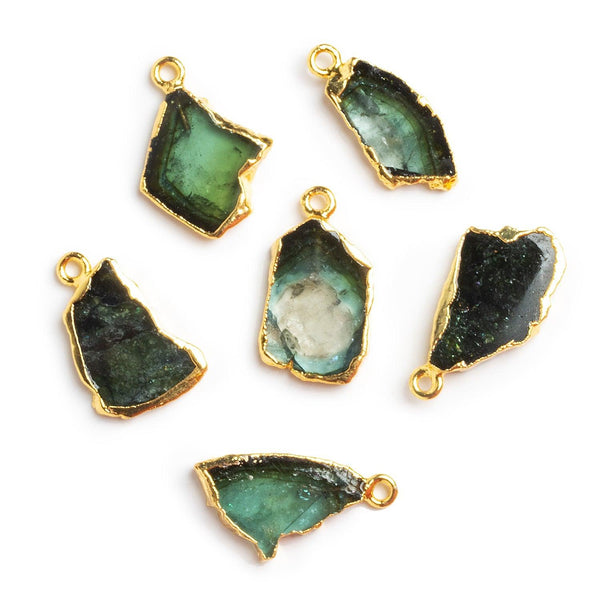 22x14mm Gold Leafed Tourmaline Slice Pendant 1 Bead