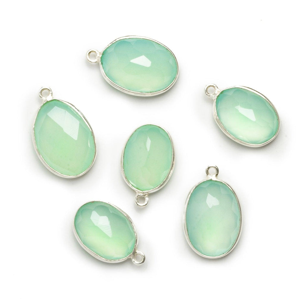 22x14mm Silver Bezeled Seafoam Blue Chalcedony Oval Pendant - The Bead Traders