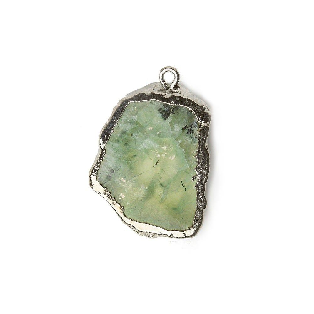 22x16mm-30x18mm Black Gold Leafed Prehnite Natural Slice Pendant Bead 1 Piece - The Bead Traders