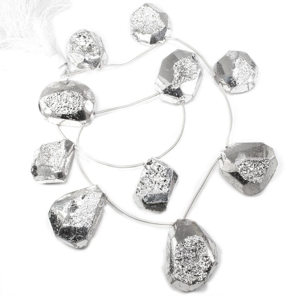22x18-27x22mm Metallic Silver plated Drusy Beads 13 inch 10 pieces - The Bead Traders