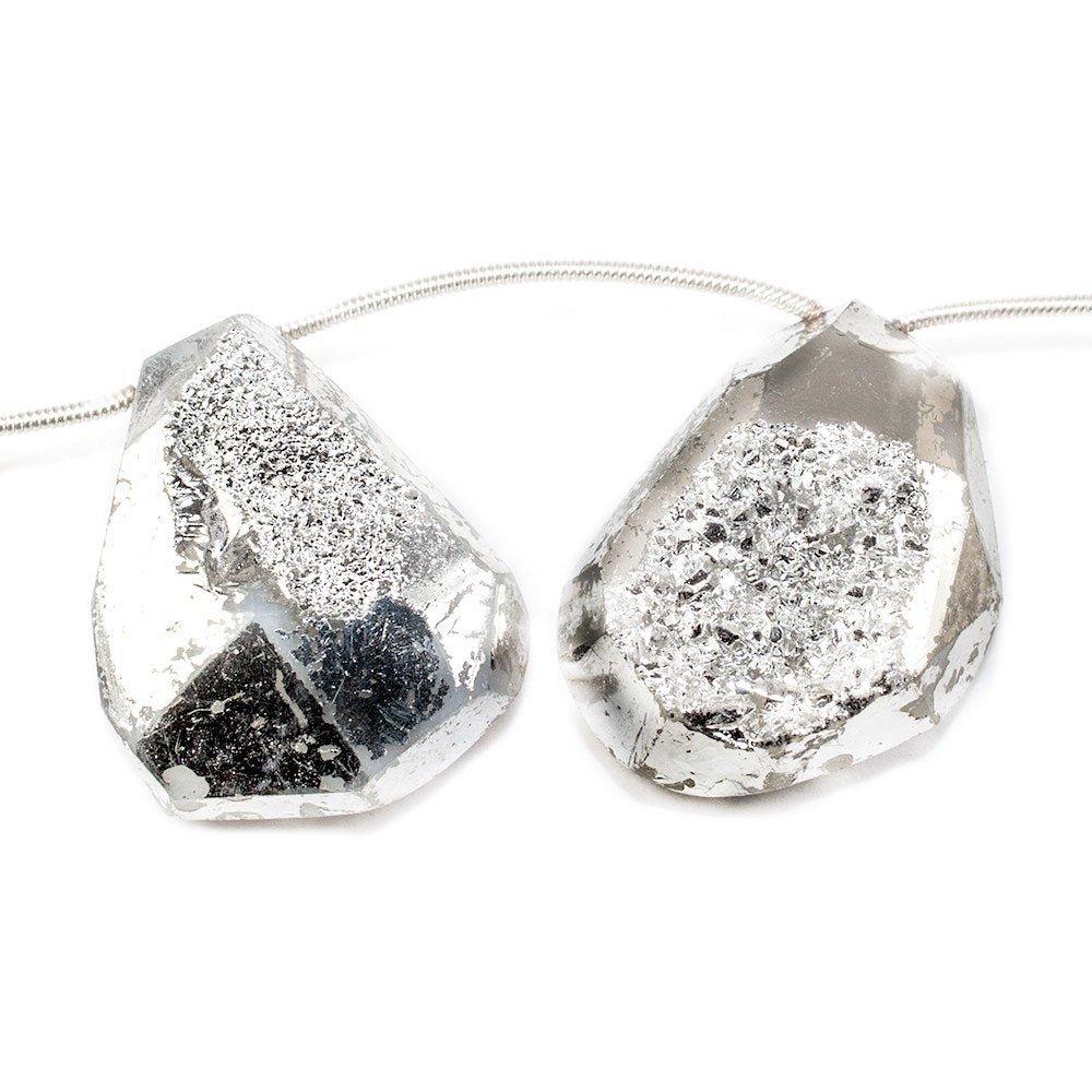 22x18-27x22mm Metallic Silver plated Drusy Beads 13 inch 10 pieces - The Bead Traders