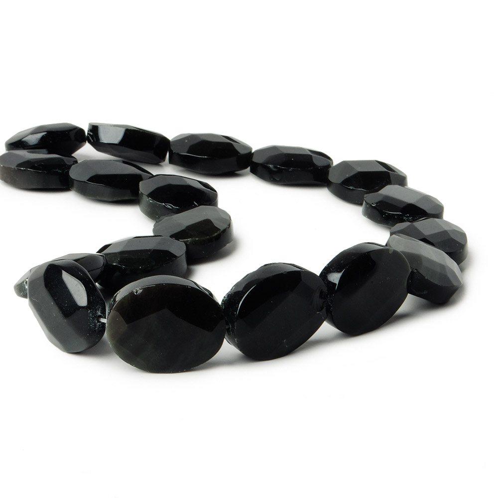 22x18mm Rainbow Obsidian straight drilled faceted oval beads 16 inch 17 pieces - The Bead Traders