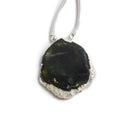 22x18x3.5mm Silver Leafed Green Tourmaline Slice Focal Bead 1 piece - The Bead Traders