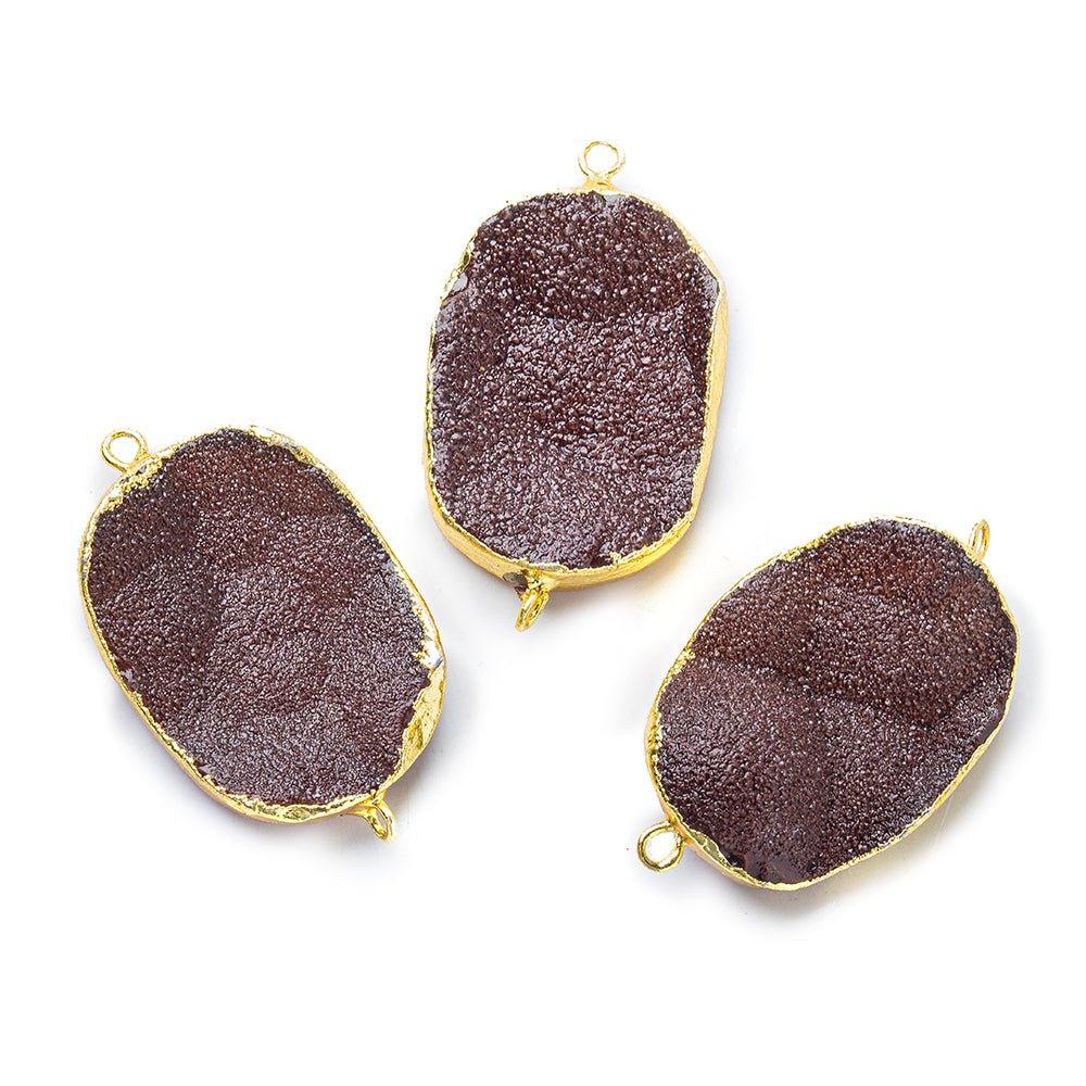 22x30mm Gold Leafed Berry Purple Fine Drusy Oval Connector Focal 1 bead - The Bead Traders