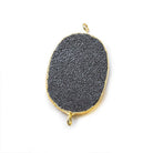 22x30mm Gold Leafed Black Fine Drusy Oval Connector Focal 1 bead - The Bead Traders