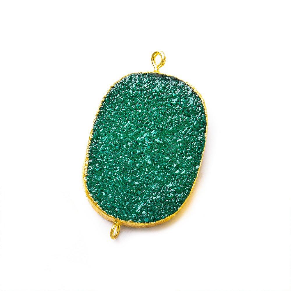 22x30mm Gold Leafed Green Drusy Oval Connector Focal 1 bead - The Bead Traders
