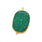 22x30mm Gold Leafed Green Drusy Oval Connector Focal 1 bead - The Bead Traders