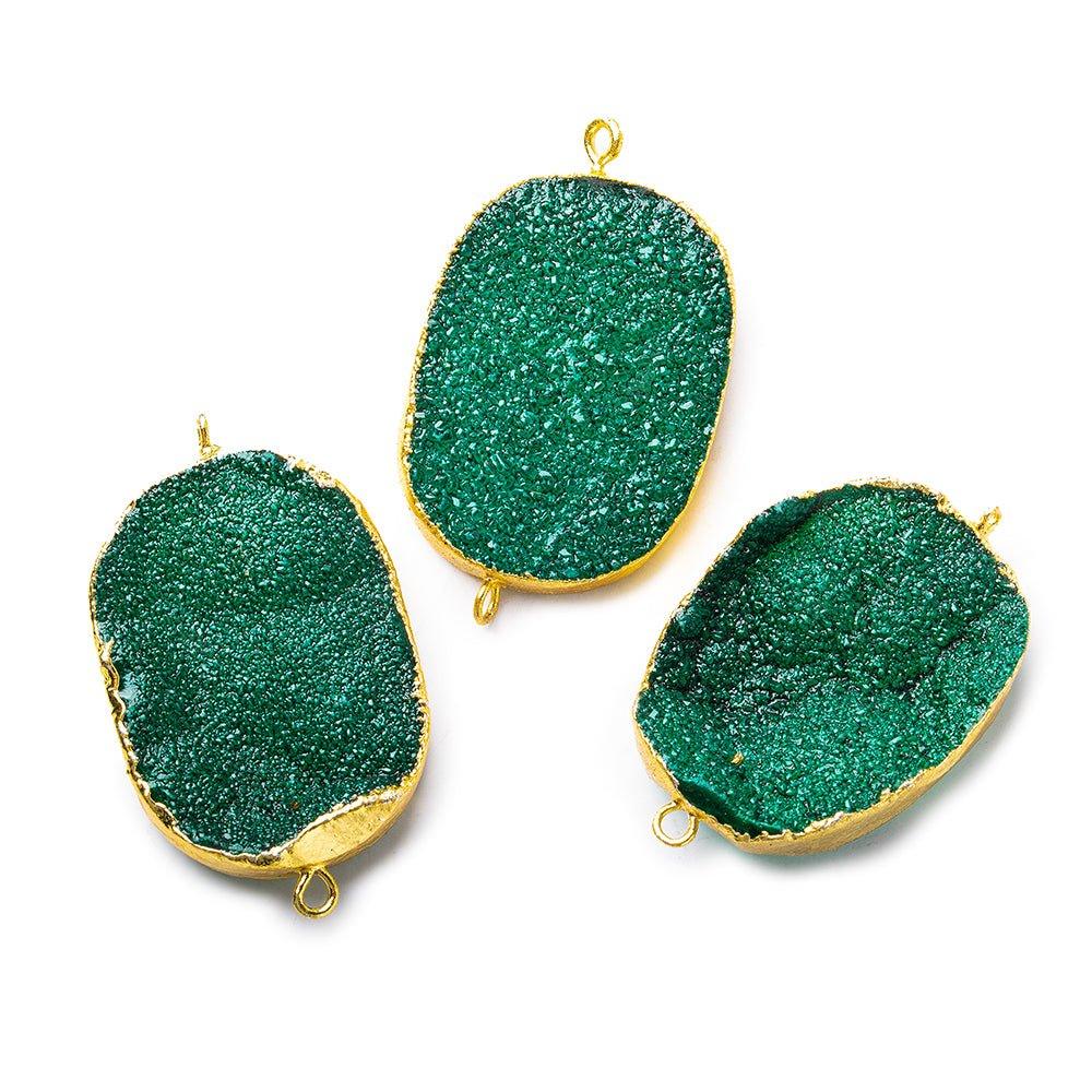 22x30mm Gold Leafed Green Drusy Oval Connector Focal 1 bead - The Bead Traders
