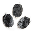 22x30mm Silver Leafed Black Drusy Oval Connector Focal 1 bead - The Bead Traders