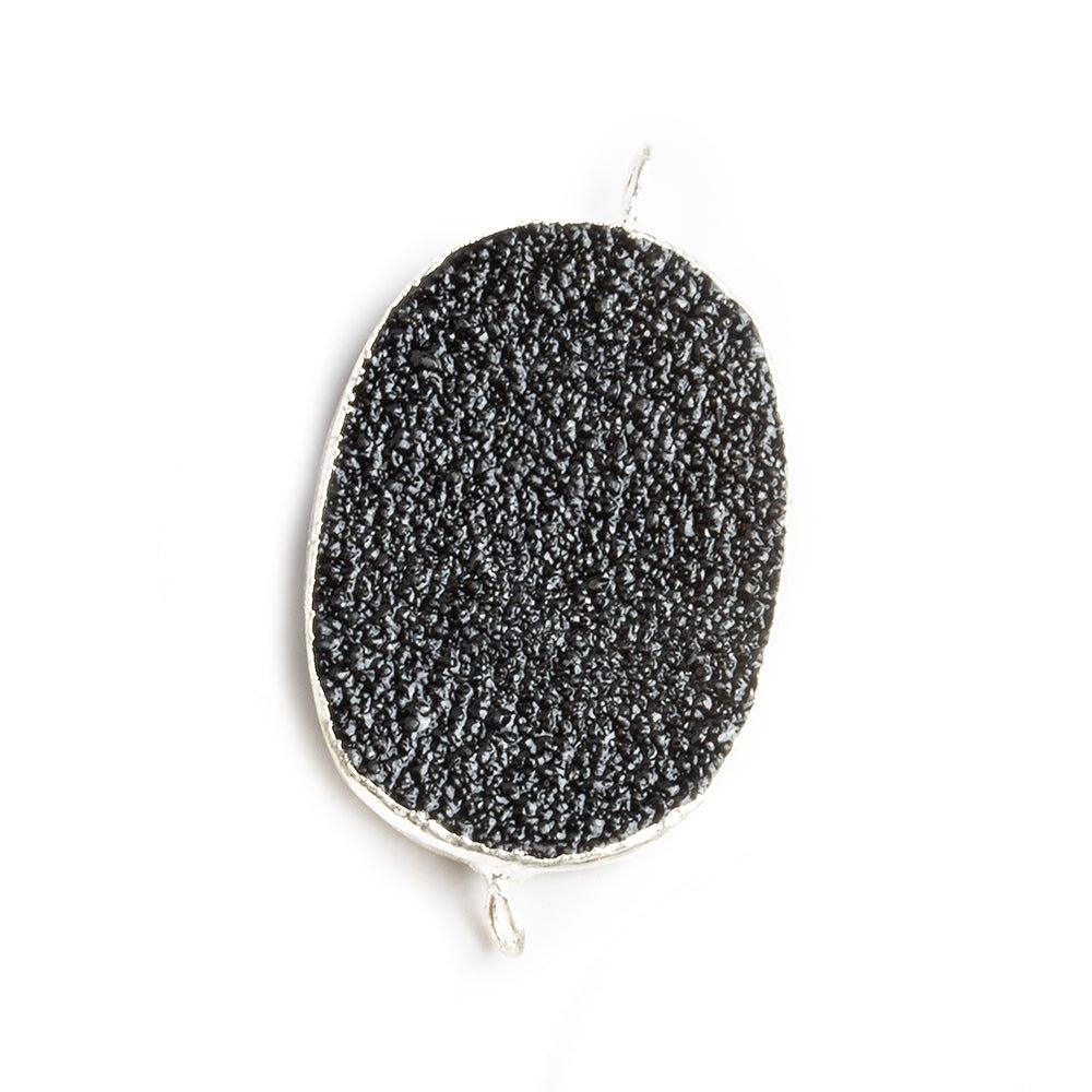 22x30mm Silver Leafed Black Drusy Oval Connector Focal 1 bead - The Bead Traders