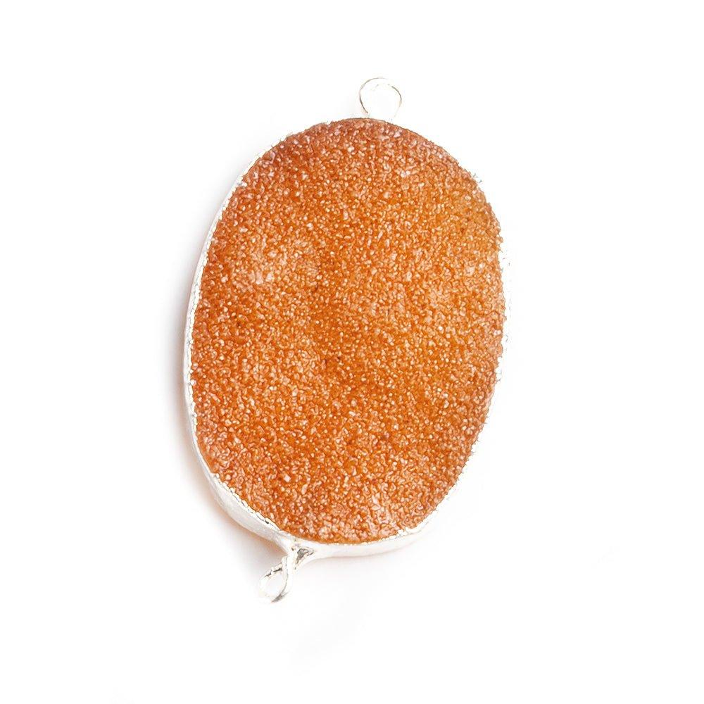 22x30mm Silver Leafed Caramel Brown Drusy Oval Connector Focal 1 bead - The Bead Traders