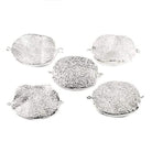 22x30mm Silver Leafed Drusy Oval Connector Focal Bead - The Bead Traders