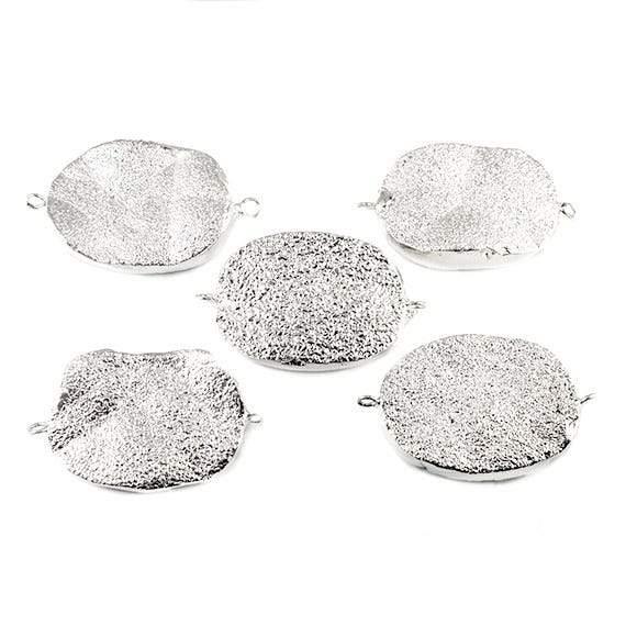 22x30mm Silver Leafed Drusy Oval Connector Focal Bead - The Bead Traders
