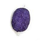 22x30mm Silver Leafed Grape Purple Drusy Oval Connector Focal 1 bead - The Bead Traders