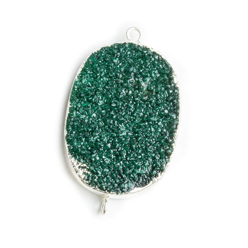 22x30mm Silver Leafed Green Drusy Oval Connector Focal 1 bead - The Bead Traders