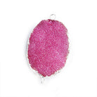 22x30mm Silver Leafed Pink Drusy Oval Connector Focal 1 bead - The Bead Traders
