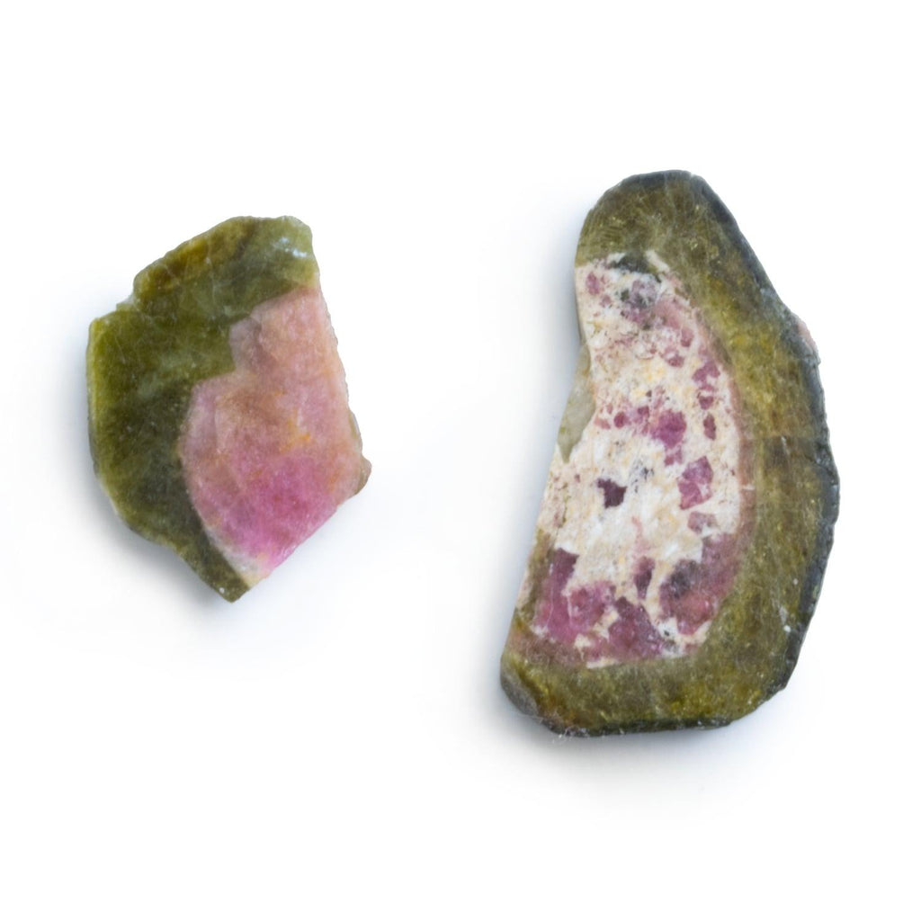 23-35mm Watermelon Tourmaline Slice Beads - Set of 2 - The Bead Traders
