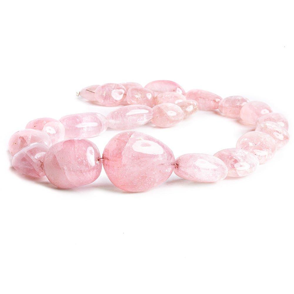23mm Morganite Plain Nugget Beads 18 inch 23 pieces - The Bead Traders