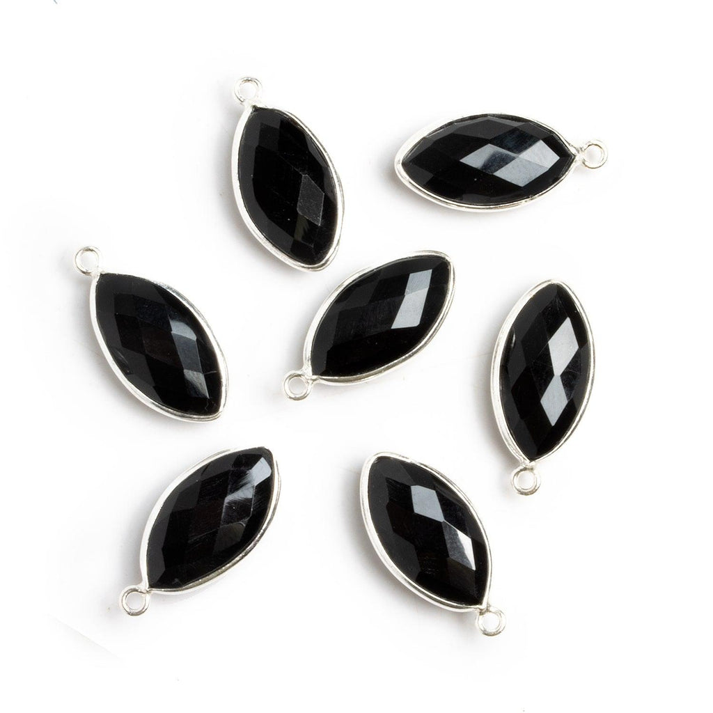 23x10mm Silver Bezeled Onyx Marquise Pendant 1 piece - The Bead Traders