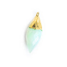 23x11mm-26x11mm Gold Leafed Seafoam Blue Chalcedony Faceted Cone Pendant 1 Piece - The Bead Traders