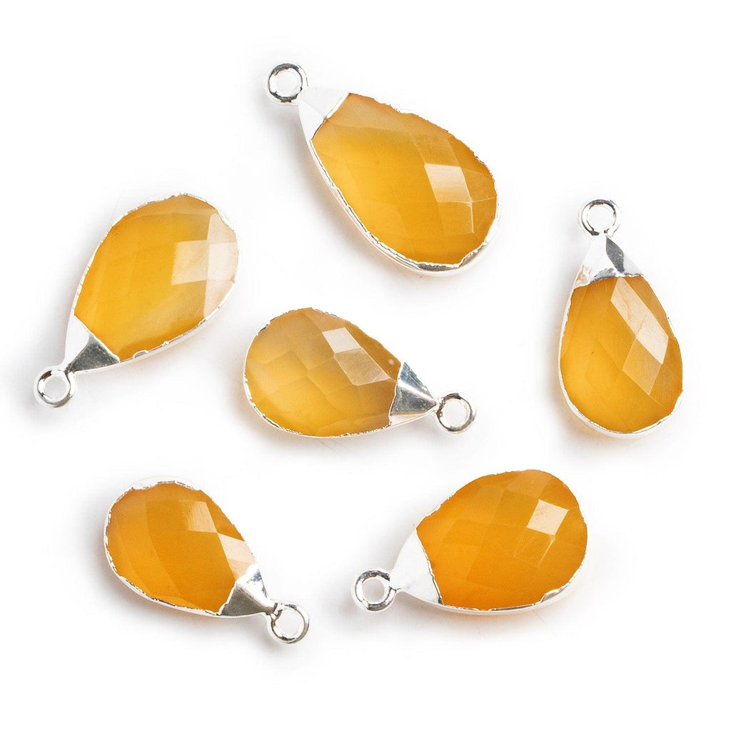 23x12mm Silver Leafed Yellow Chalcedony Pear Pendant 1 Piece - The Bead Traders
