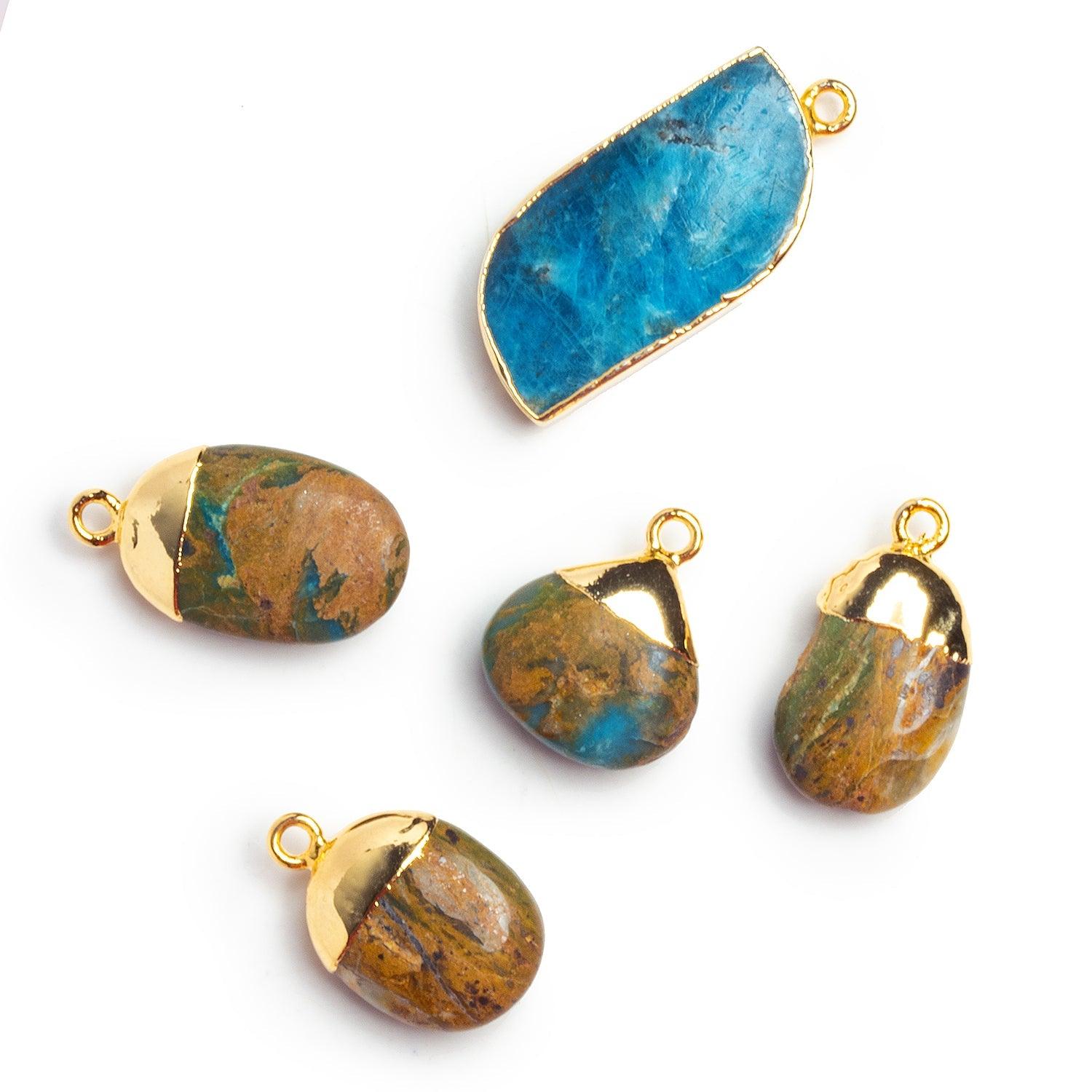 23x13mm Gold Leafed Multigem Focals - Lot of 5 - The Bead Traders