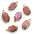 23x13mm Gold Leafed Pink Peruvian Opal Oval Pendant - The Bead Traders