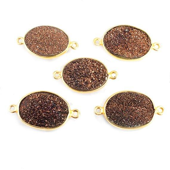 23x13mm Gold plated Bezel Metallic Brown Oval Drusy Connector 1 bead - The Bead Traders