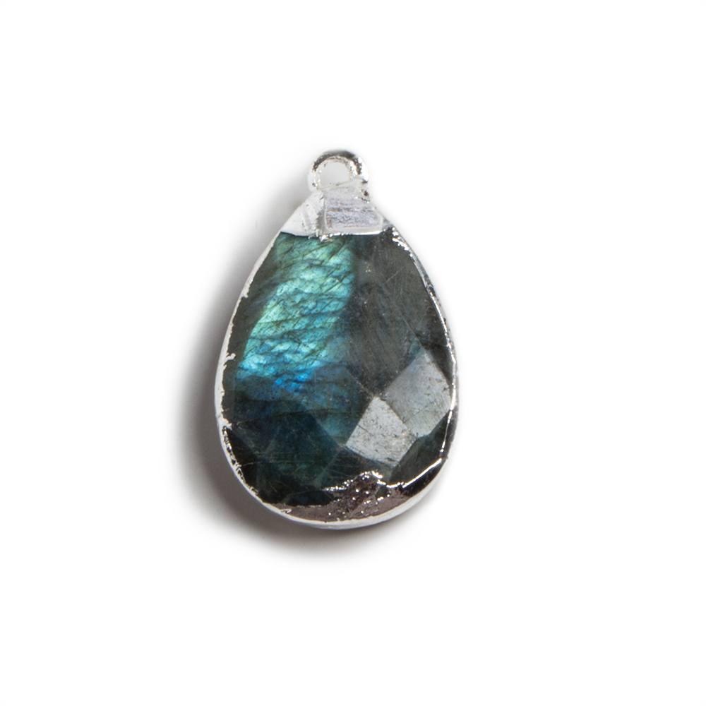 23x14mm Silver Leafed Labradorite Faceted Pear Focal Beads 1 piece - The Bead Traders