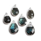 23x14mm Silver Leafed Labradorite Faceted Pear Focal Beads 1 piece - The Bead Traders