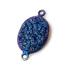 23x14mm Titanium Blue plated Bezeled Oval Drusy Connector 1 piece - The Bead Traders