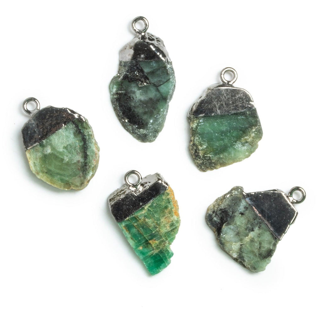 23x15mm Black Gold Leafed Emerald Slice Pendant 1 Bead - The Bead Traders