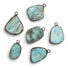 23x15mm Black Gold Leafed Larimar Slice Pendant 1 Bead - The Bead Traders