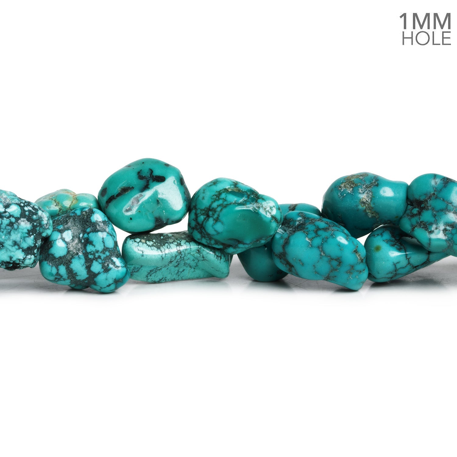 23x15mm Hubei Turquoise Plain Nuggets 16 inch 19 beads - The Bead Traders
